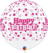 Megaballon Happy Birthday DC opdruk Roze (2st)