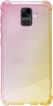 ADEL Siliconen Back Cover Softcase Hoesje Geschikt voor Samsung Galaxy A6 (2018) - Kleurovergang Geel Roze
