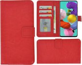 Geschikt voor Samsung Galaxy A51 / A51s Hoes Wallet Book Case hoesje Rood cover Pearlycase