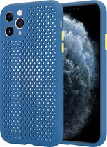 Coque en siliconen hoesje de refroidissement Shieldcase iPhone 11 Pro Max - Bleu foncé avec Glas de confidentialité