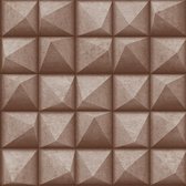 Reflets 3D Square Béton Cuivre (papier peint intissé, marron)