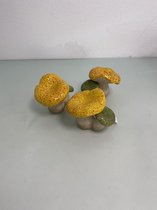 Gele paddenstoelen decoratief standbeeld (set van 3)