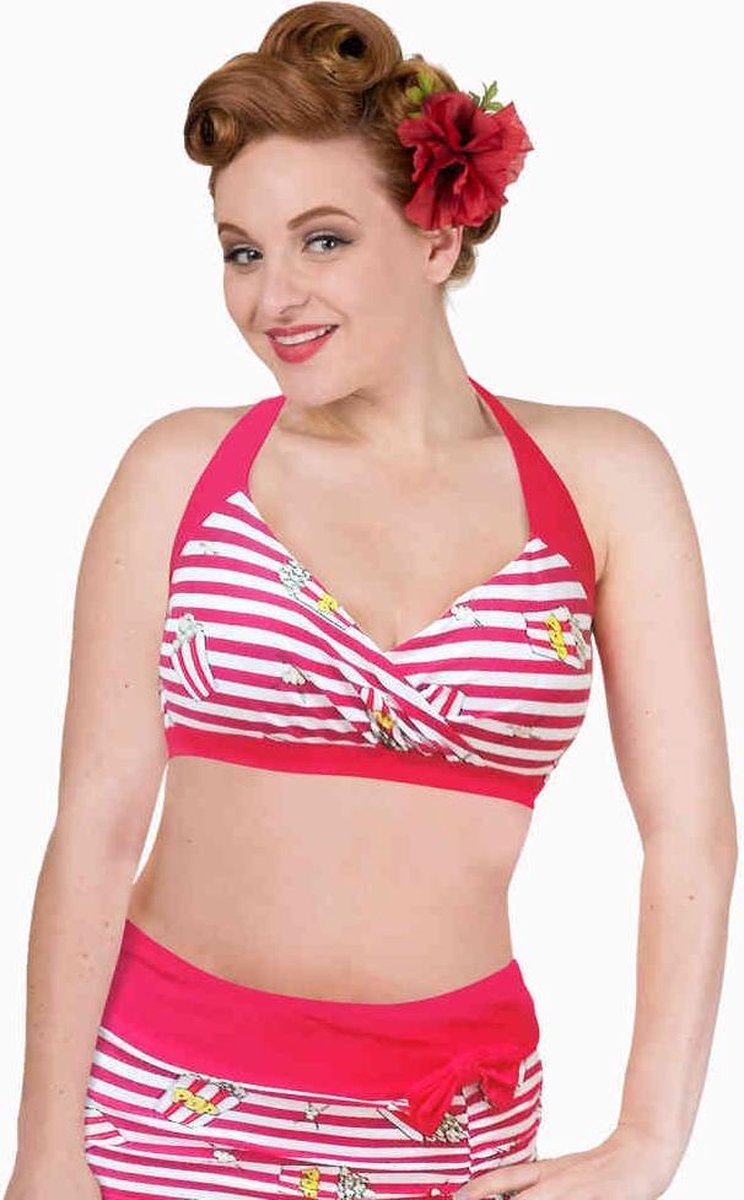 Dancing Days - Beach bum Bikinitop - Popcorn - XS - Rood/Wit