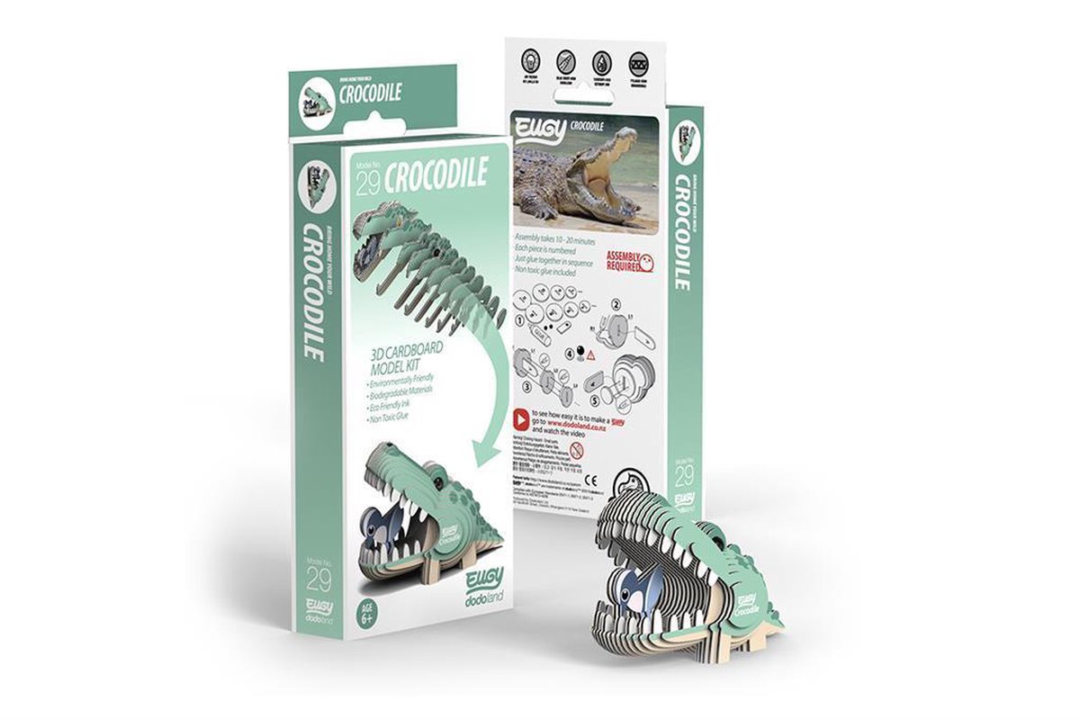 Eugy 3D Model: WILD DIER / KROKODIL 8.6x3.8x5.3cm, in karton, in box, 6+