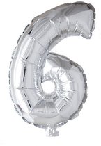 Folieballon 6 jaar zilver 86cm