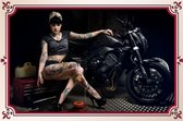 Wandbord - Tattoo Motor Girl With Bike