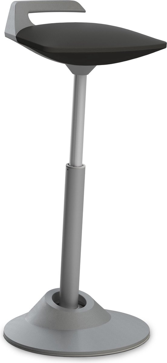 Aeris Muvman High sta-kruk (model 2021) - grijs - gasveer - zithoogte 60-93 cm - kunstleren zwarte zitting (model 2021)