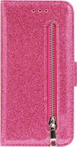 ADEL Kunstleren Book Case Portemonnee Pasjes Hoesje Geschikt voor iPhone SE (2022/ 2020)/ 8/ 7 - Bling Bling Roze