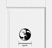 Yin Yang katten muursticker | 19x19cm | Set van 2 stuks