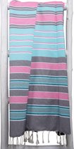 ZusenZomer Hamamdoek Fouta ABU - hammam strandlaken saunahanddoek - dun en licht - dames -  100x190 - lichtblauw-roze strepen