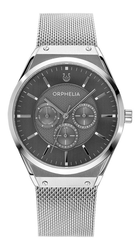 ORPHELIA Mens Multi Dial Watch Saffiano Stainless steel Silver