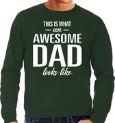 Awesome Dad cadeau sweater groen heren - Vaderdag  cadeau S