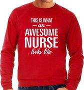 Awesome nurse/ verpleegkundige cadeau sweater / trui rood heren S