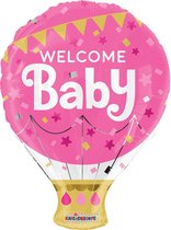 Folie ballon Welcome Baby Roze, 45 centimeter