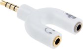 Headset splitter adapter hoofdtelefoon microfoon 3.5 mm jack (wit)