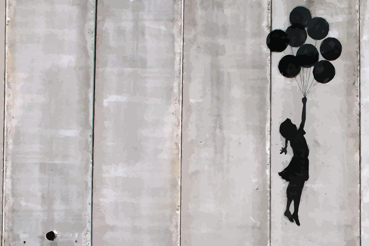 BANKSY Flying Balloons Girl Canvas Print | bol