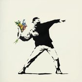BANKSY Flower Thrower Square Canvas Print