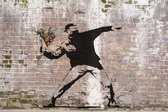 BANKSY Flower Thrower on Wall Canvas Print