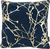 Velvet Marble Darkblue Kussenhoes | Velours - Polyester | 45 x 45 cm | Donkerblauw - Goud