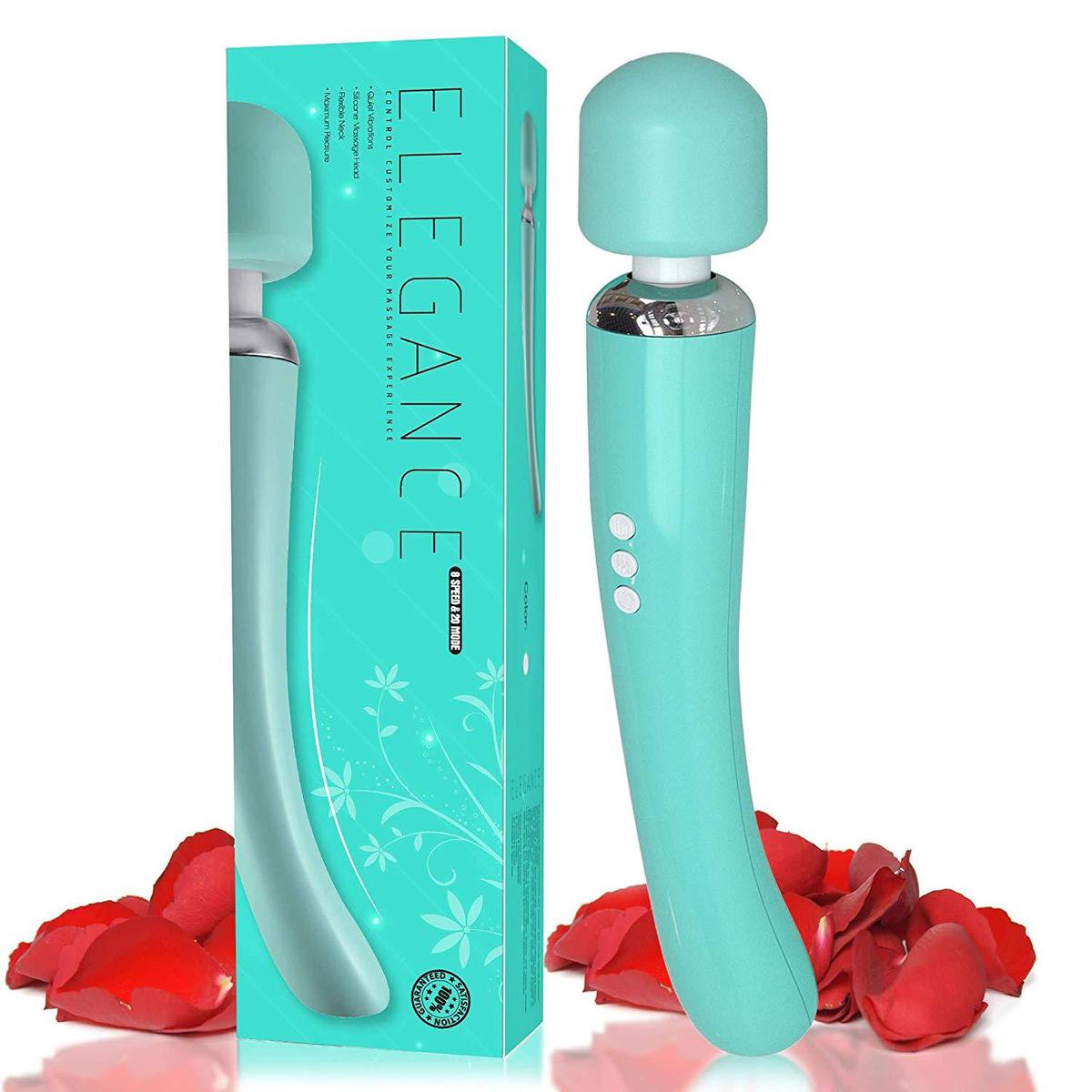 Afbeelding 3 van Sensual-U Elegance Curve - Fluisterstille Vibrator - Wand massager voor Clitorale stimulatie – Seksspeeltje met 8 snelheden en 20 standen – Cyaan