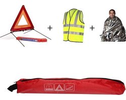 Auto 3-delige Veiligheid Set voor op de Weg – 45x7x7 cm - ANWB Veiligheidsset met Reflecterend Vest, Isolatiedeken en Gevarendriehoek - Autobenodigdheden