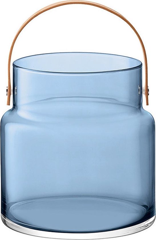 L.S.A. Utility Vaas - Incl. Leren Handvat - Glas - Ø 24 cm x 35,5 cm - Blauw