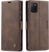 CaseMe - Coque Samsung Galaxy Note 10 Lite - Étui portefeuille - Fermeture magnétique - Marron foncé