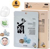 MITOMO Sake Gezichtsmasker - Face Mask Beauty - Valentijn Cadeautje voor Haar - Masker Gezichtsverzorging - Skincare Rituals - Huidverzorging Vrouwen - 6 Stuks
