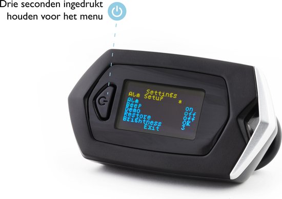 Saturatiemeter - Zuurstofmeter - Oximeter - Hartslagmeter - Medisch - Gezondheid - Oplaadbaar via USB - Incl. Draagkoord - Opbergzakje - Zwart - Resonate SJ