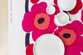 Marimekko afneembaar katoenen tafelkleed met acrylcoating Unikko rood per 0.50 meter x 1.40 breedte (u bestelt de gewenste lengte!)