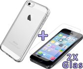 iPhone 5, 5s & SE Hoesje Transparant - Siliconen Back Cover + 2X Glazen Screenprotector