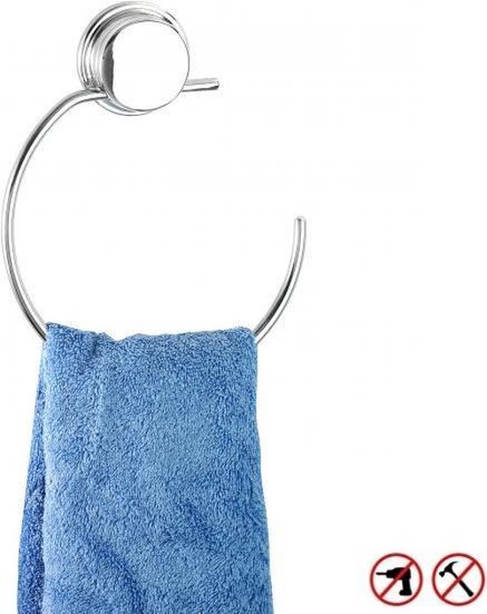 Handdoekring - Handdoekhouder - Handdoekrek - RVS - Chroom - Twist n Lock + Toiletrolhouder