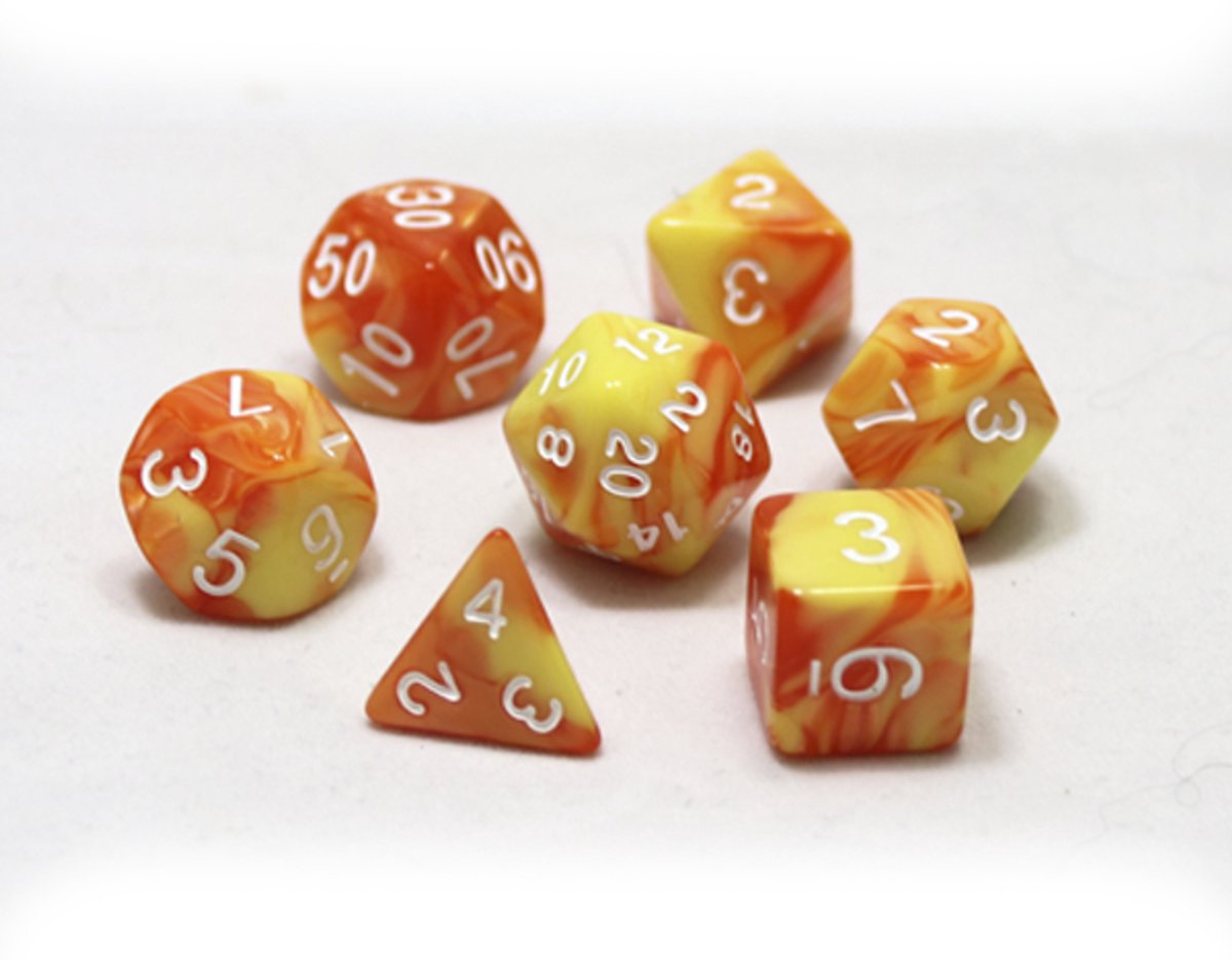 Dobbelsteen - Dice Yellow & Orange dobbelstenen voor Dungeons & Dragons