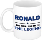 Naam cadeau Ronald - The man, The myth the legend koffie mok / beker 300 ml - naam/namen mokken - Cadeau voor o.a verjaardag/ vaderdag/ pensioen/ geslaagd/ bedankt