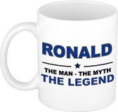 Naam cadeau Ronald - The man, The myth the legend koffie mok / beker 300 ml - naam/namen mokken - Cadeau voor o.a  verjaardag/ vaderdag/ pensioen/ geslaagd/ bedankt