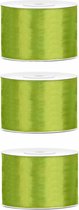 3x Hobby/decoratie groen satijnen sierlinten 5 cm/50 mm x 25 meter - Cadeaulint satijnlint/ribbon - Groene linten - Hobbymateriaal benodigdheden - Verpakkingsmaterialen