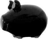 Dieren spaarpot zwart varken/big 12 x 9 x 9 cm - Varkens/biggen cadeau spaarpotten - Geld sparen - Leren omgaan met geld