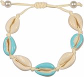 Fako Bijoux® - Schelpjes Armband - Wit - 3x Lichtblauw