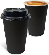 Zwarte 180 ml kartonnen bekers voor koffie - inclusief deksel - 100 stuks