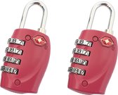 TSA Serrure de valise 4 chiffres - Serrure de voyage - Serrure à combinaison de voyage - Cadenas à numéro - Cadenas - Serrures de bagages - Serrure pour bagages: Rouge - 2 pièces