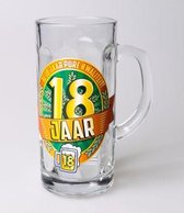 Verjaardag - Bierpul - 18 jaar - Gevuld met verpakte toffees - In cadeauverpakking met gekleurd lint