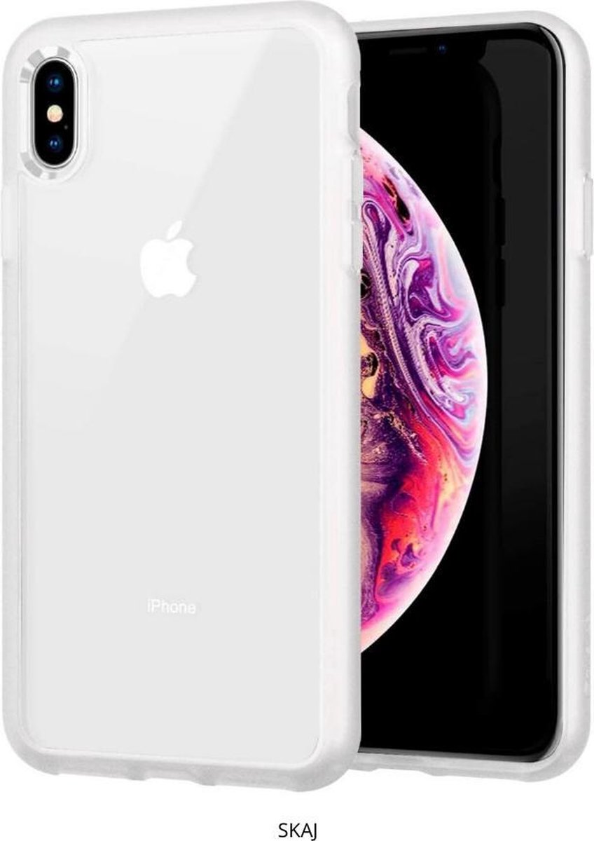 Apple iPhone Xs Max Hoesje - Anti Shock Hybrid Case - Transparant - Dubbele Rand - Hardcase - Wit