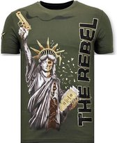 Heren T-shirt met Rhinestone - The Rebel - Groen