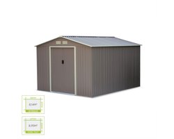 sweeek - metalen tuinhuis 8,84m² - gereedschapsschuur met twee grote schuifdeuren, inclusief vloerbevestigingskit, opberghuis, schuur - flandres