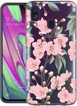 iMoshion Design voor de Samsung Galaxy A40 hoesje - Bloem - Roze / Groen