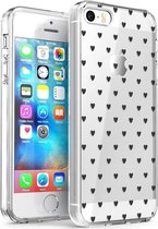 iMoshion Hoesje Siliconen Geschikt voor iPhone 5 / 5s / SE (2016) - iMoshion Design hoesje - Transparant / Zwart / Hearts All Over Black