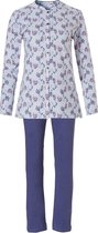 Pastunette dames pyjama doorknoop | MAAT 48 | Leaves flower | blue
