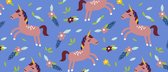 Mat, Vloermat, Vloerkleed, Tapijt, Kind - Kinderkamer Unicorn - Rond - Wasbaar - Antislip - - 150 x 65 cm