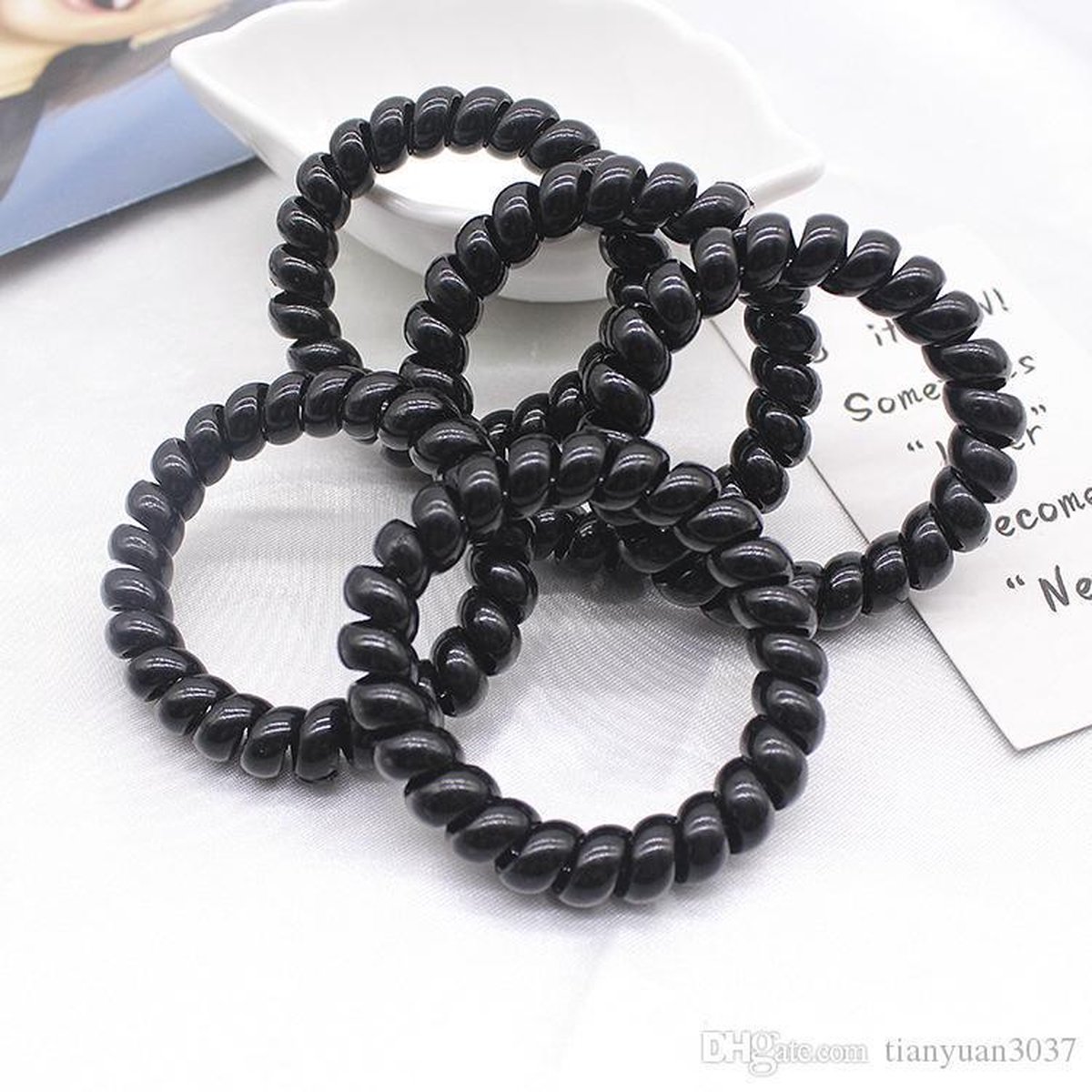 Zwarte Haarelastiekjes - 10 stuks - Telefoondraad - Spiraal - Haar elastiekjes of armband - Zwarte Haar Elastiekjes Voor Meisjes