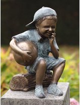 Tuinbeeld - bronzen beeld - Jongen met voetbal - Bronzartes - 36 cm hoog
